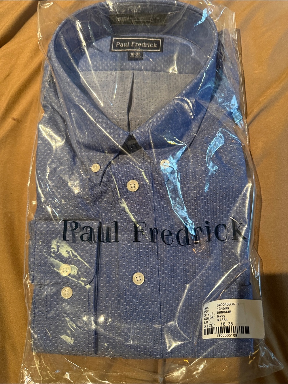 Paul Fredrick Navy Micro‑Pattern Dress Shirt 18/35
